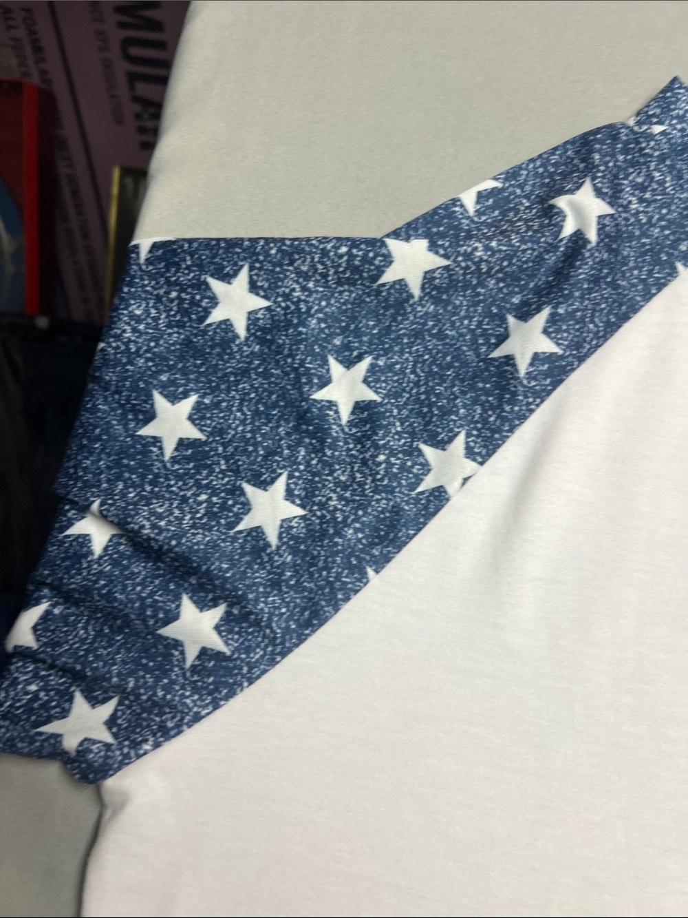 Patriotic Heart Raglan Long Sleeve Tee - White, Red & Blue - Picture 3 of 5